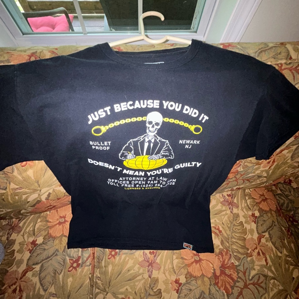 Open 925 “JUST BECAUSE YOU DID IT DOESN’T MEAN YOU’RE GUILTY” LAW FIRM SHIRT